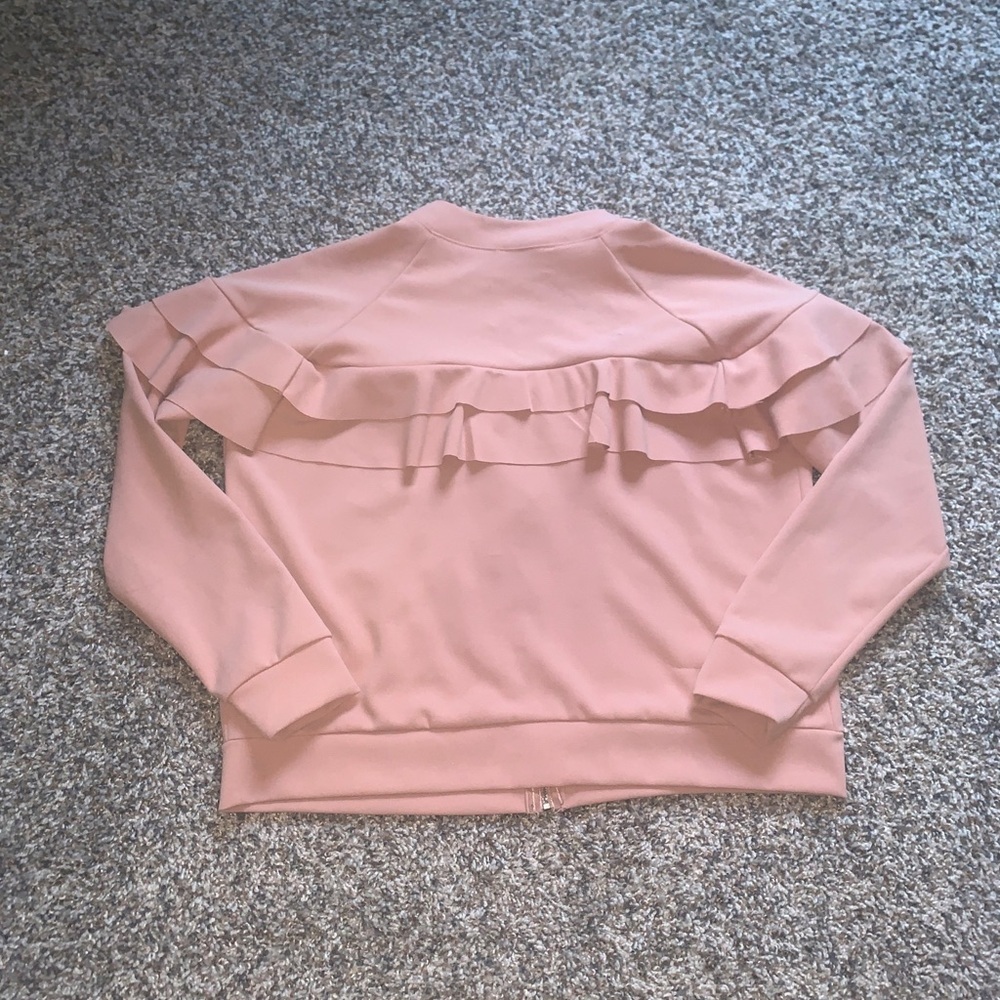 Pastel Pink Ruffled Bomber Jacket - Picture 4 of 5